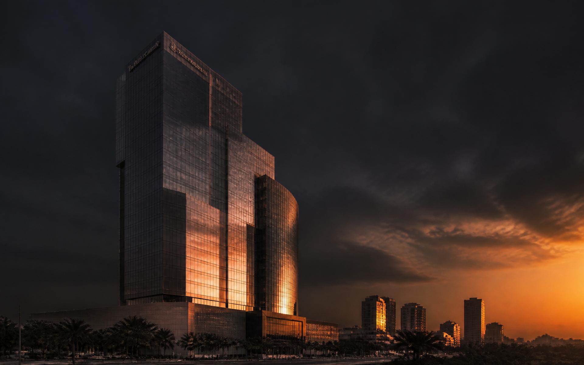 HG Holding signature tower at dusk